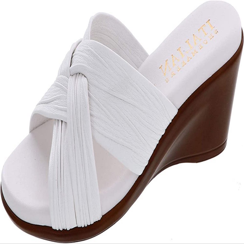 ITALIAN Shoemakers Women's Saylor Wedge Sandal,White,11