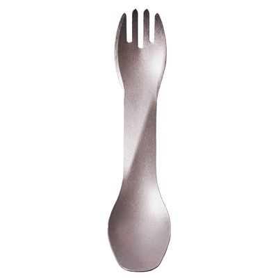 humangear GoBites Uno | Travel & Camping Utensils | Portable & Convertible Dining Ware | Multi-Functional Spork, Titanium