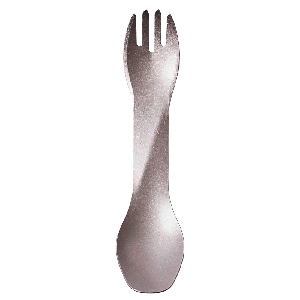 humangear GoBites Uno | Travel & Camping Utensils | Portable & Convertible Dining Ware | Multi-Functional Spork, Titanium