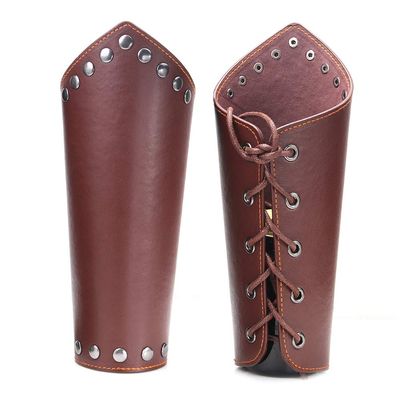 AZORA Leather Arm Guards Archery Gauntlet Wristband Medieval Leather bracers Viking Cosplay Wrist Guard for Men Women (2PCS Pack)