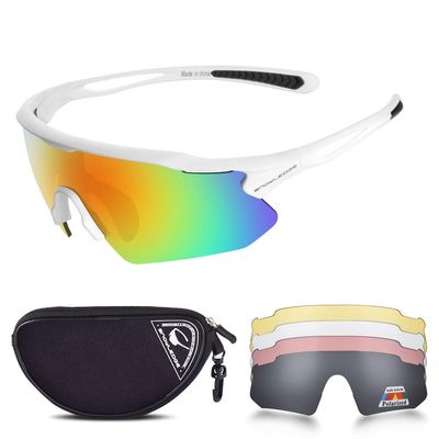 HUBO SPORTS Cycling Glasses, TR90 Unbreakable Frame Polarized Sports Sunglasses, Bike Glasses for Men Women with 5 Interchangeable Lens, Anti-UV400 for Driving Fishing Golf Baseball Running Hiking