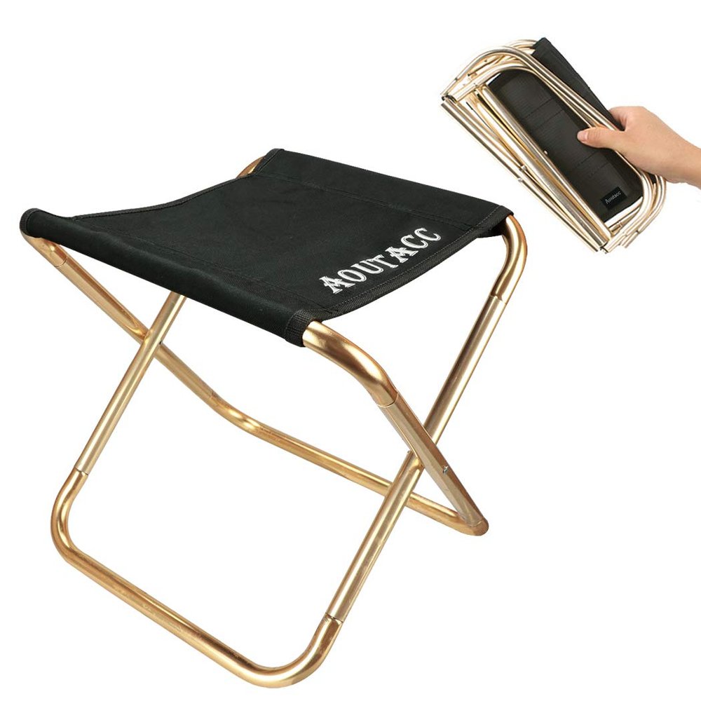 AOUTACC Ultralight Portable Folding Camping Stool for Outdoor Fishing Hiking Backpacking Travelling Outdoor Little Stools (Large Size: 11.8"x11"x11.4", Black)