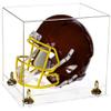Acrylic Display Case for Full Size Football Helmet Premium Football Display Case with Clear Base & Gold Risers Protects Sports Memorabilia & Collectibles, Dimension 14.5" L x 11" W x 12" H(A002-GR) view 1