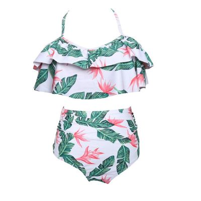 Family Matching Swimwear - Swimsuits for Girls Women High Waist Bikini Family Matching Swimwear Mommy and Daughter Bathing SuitBlue 1