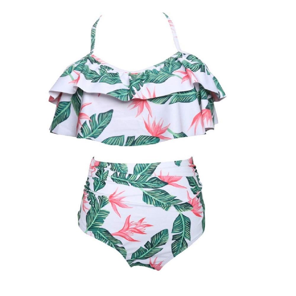 Family Matching Swimwear - Swimsuits for Girls Women High Waist Bikini Family Matching Swimwear Mommy and Daughter Bathing SuitBlue 1