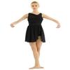 YONGHS Women Lyrical Dance Sleeveless Chiffon Back Cutout Ballet Dress High-Low Skirted Dress for Training Black Medium view 3