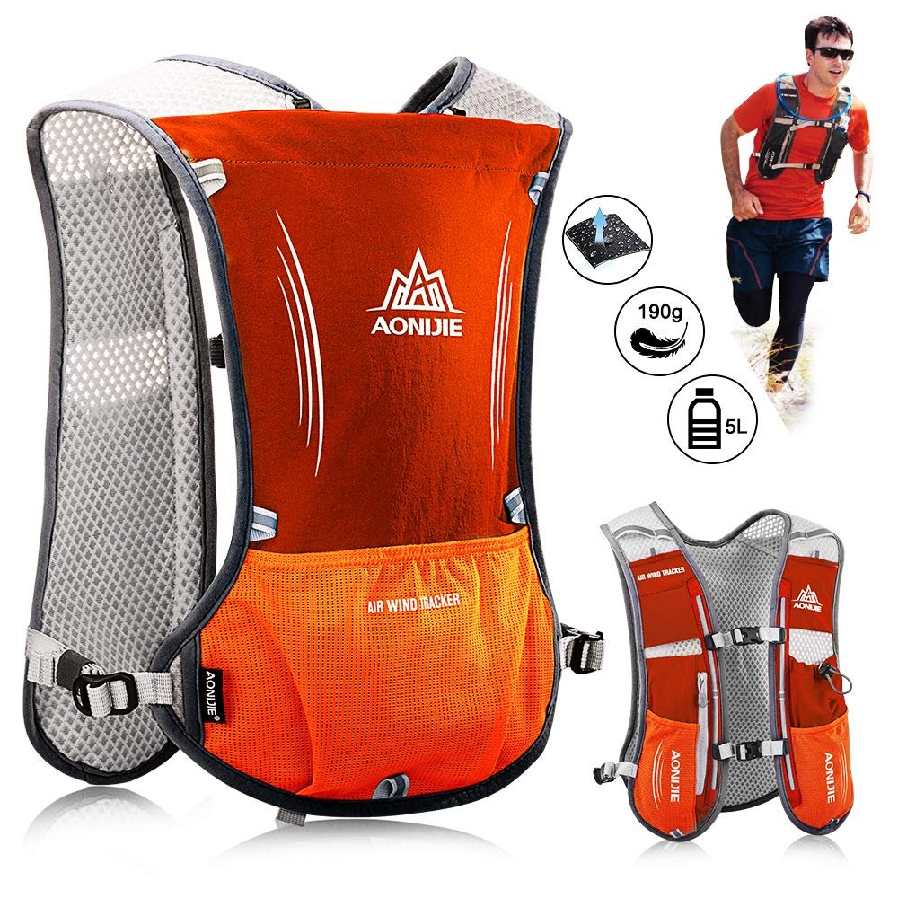 NARUTOO Lightweight Running Hydration Backpack, 5L 190g Running Hydration Vest for Women and Men Cycling Running Climbing Hiking Vest Pack (Orange)