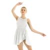YONGHS Women Lyrical Dance Sleeveless Chiffon Back Cutout Ballet Dress High-Low Skirted Dress for Training White X-Small view 2