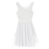 YONGHS Women Lyrical Dance Sleeveless Chiffon Back Cutout Ballet Dress High-Low Skirted Dress for Training White X-Small view 4