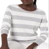 Amazon Essentials Women's Long-Sleeve Lightweight Crewneck Sweater (Available in Plus Size), Light Grey Heather Stripe, Medium view 4