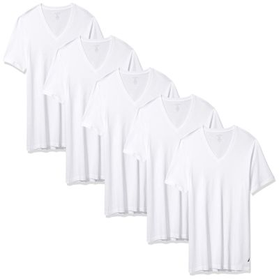 Nautica Men's 5 Pack Cotton V-Neck T-Shirts