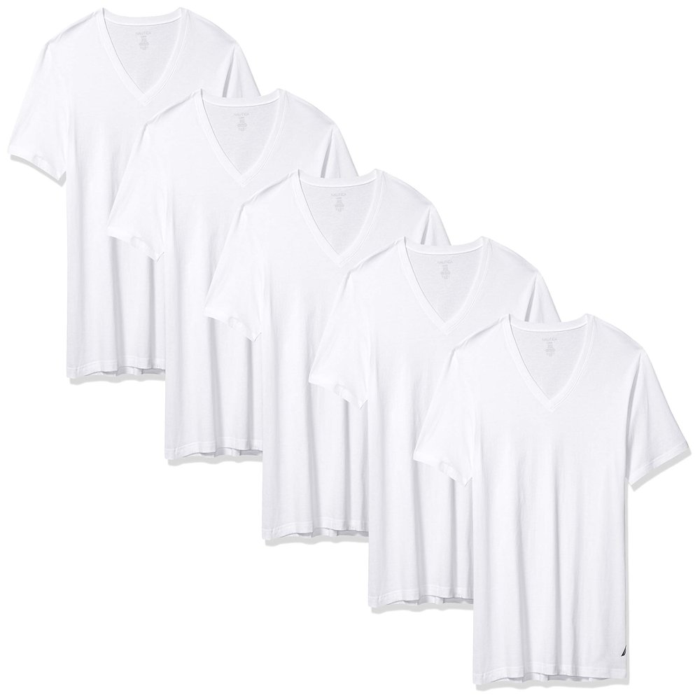 Nautica Men's 5 Pack Cotton V-Neck T-Shirts