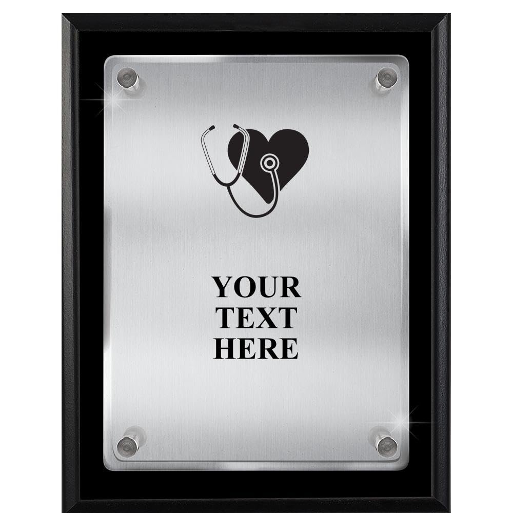 Crown Awards Nursing with Heart Plaques with Custom Engraving, 7x9 Nurse Floating Plaque Award, Great Personalized Nurses Gift Prime