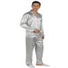 YIMANIE Mens Pajamas Silk Satin Pajamas for Men Soft Sleepwear Button Down Loungewear with Pockets Silver Grey view 2