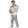 YIMANIE Mens Pajamas Silk Satin Pajamas for Men Soft Sleepwear Button Down Loungewear with Pockets Silver Grey view 3
