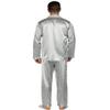 YIMANIE Mens Pajamas Silk Satin Pajamas for Men Soft Sleepwear Button Down Loungewear with Pockets Silver Grey view 4