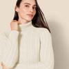 Amazon Essentials Women's Fisherman Cable Turtleneck Sweater (Available in Plus Size), Cream, Small view 4