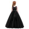 Big Girls Tulle Lace Princess Bowknot Dress Flower Girl Wedding Communion Evening Birthday Party Dress Black 4 Years view 2