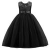 Big Girls Tulle Lace Princess Bowknot Dress Flower Girl Wedding Communion Evening Birthday Party Dress Black 4 Years view 3