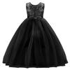 Big Girls Tulle Lace Princess Bowknot Dress Flower Girl Wedding Communion Evening Birthday Party Dress Black 4 Years view 4