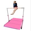X-Factor 5 Ft Horizontal Bar Athletic Teens Adjustable Gymnastics 280 LB Capacity Children Junior Training Kip Bars Pink with 4' Ft x 8' Ft Gymnastic Mat Set view 1