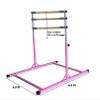 X-Factor 5 Ft Horizontal Bar Athletic Teens Adjustable Gymnastics 280 LB Capacity Children Junior Training Kip Bars Pink with 4' Ft x 8' Ft Gymnastic Mat Set view 2