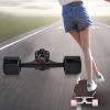 Alomejor Skateboard Truck Combo Set 2pcs Skateboard Truck+ 4pcs Skate Wheel+2pcs Riser Pad Bearing+ 8 Longboard Bolts+ 8 Skateboard Nut(Black Shaft Black Wheel) view 2