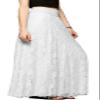 CHARTOU Womens Elegant Floral Lace Elastic High Waist Pleated Maxi Long Beach Skirts (Medium, White) view 1