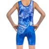 KO Sports Gear Unisex Wrestling Singlet for Adult Wrestlers - Wrestling Singlet for Men & Women - Bold Durable Uniform, Stretchy Breathable Material - Blue Skull, Adult Large view 4