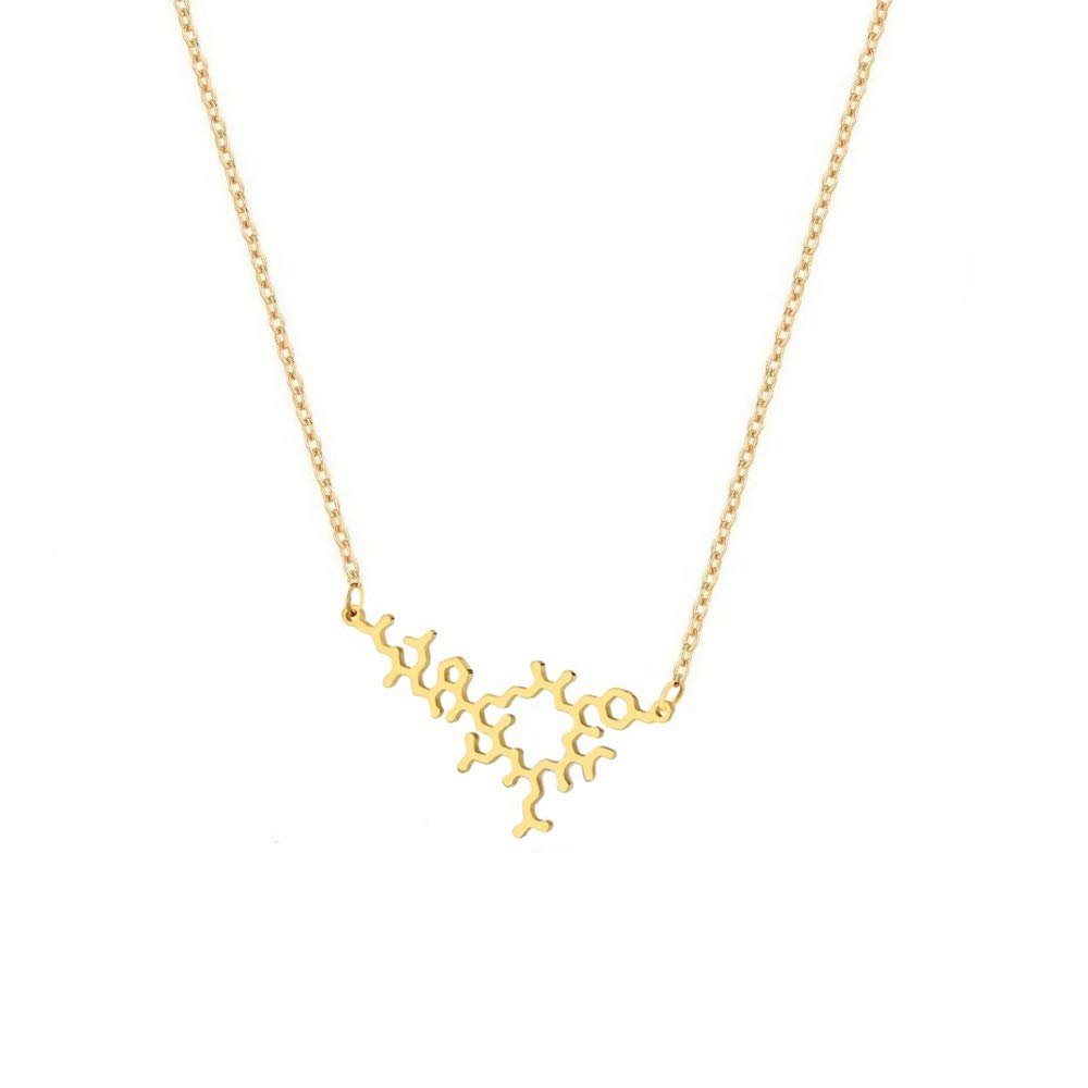 NOUMANDA Exquisite Chemical Hormone Molecular Science Necklace Laser Cutting Metal Oxytocin Pendant Jewelry for Women (gold)