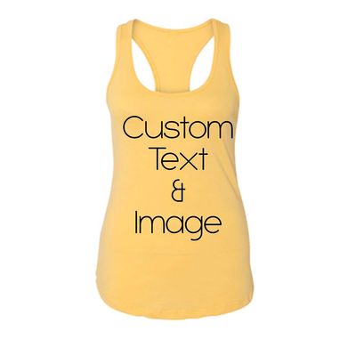 Just Customized Racer Back Tank for Ladies/Women Personalized with Your Photo and Text (Banana Cream, Large)