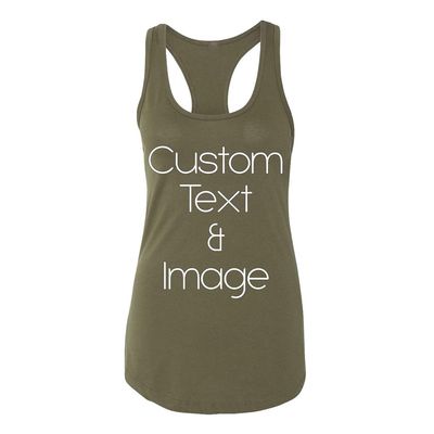 Just Customized Racer Back Tank for Ladies/Women Personalized with Your Photo and Text (Military Green, Large)