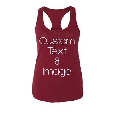 Just Customized Racer Back Tank for Ladies/Women Personalized with Your Photo and Text (Maroon, Medium)