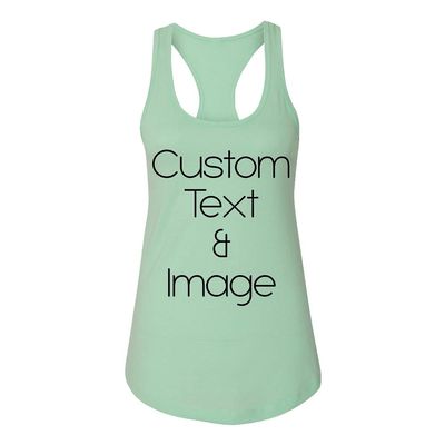 Just Customized Racer Back Tank for Ladies/Women Personalized with Your Photo and Text (Mint, Medium)