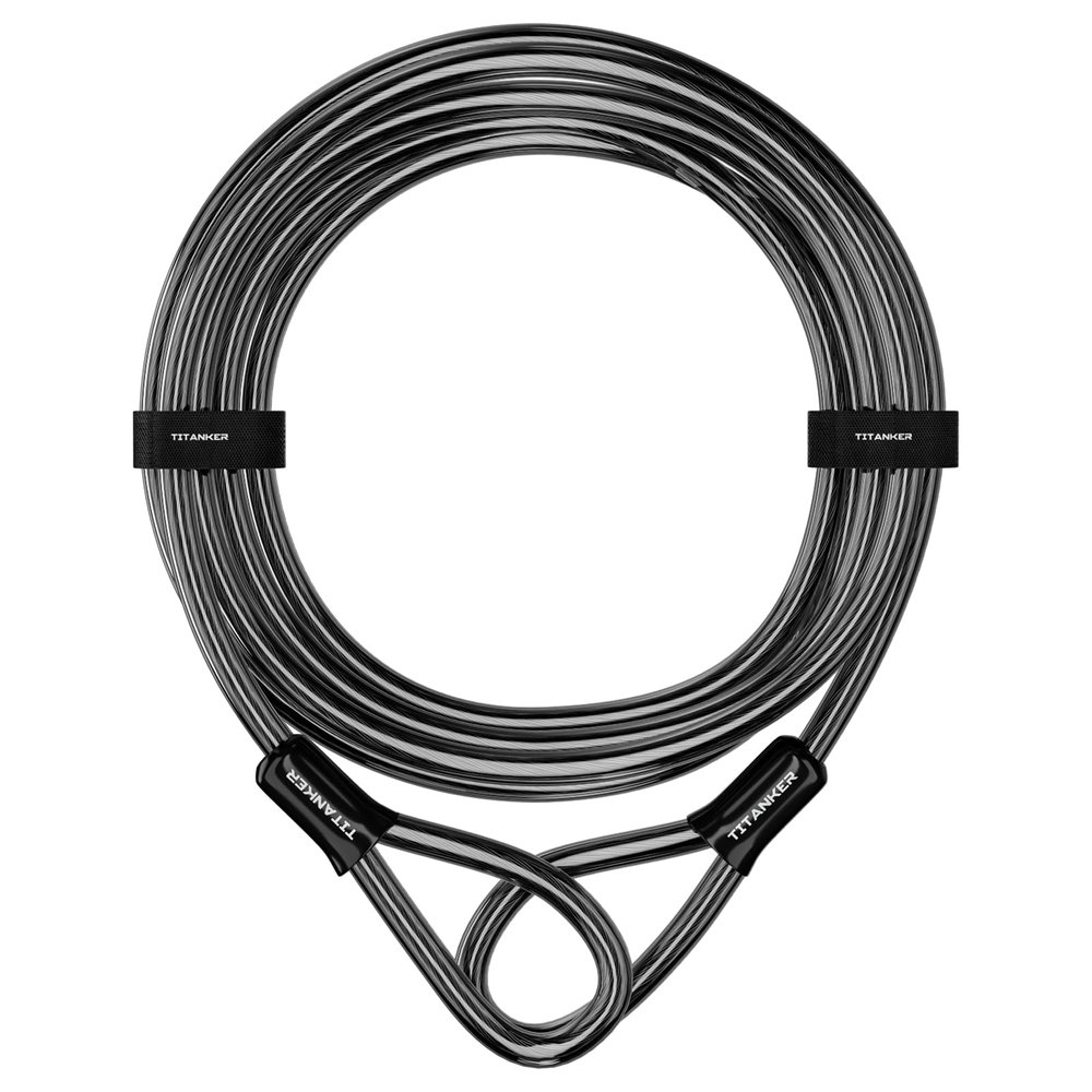 Titanker Bike Lock Cable,12mm Thick Security Cable with Loops Heavy Duty Steel Cable Vinyl Coated Bike Cable Lock Security Chain (4ft, 7ft, 15ft, 30ft)