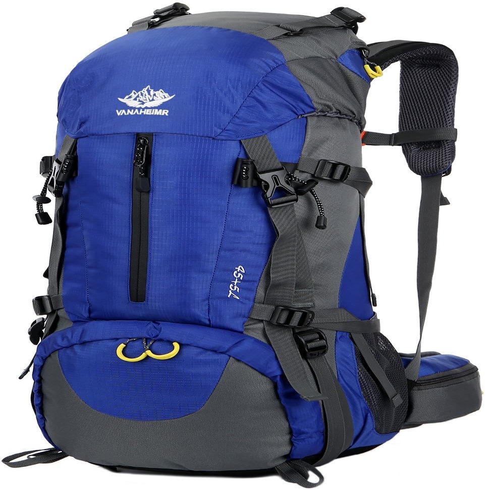 Esup 50L Camping Hiking Backpack Men with rain cover 45l+5l Lightweight Backpacking Backpack Travel Backpack (Sky Blue)