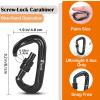 12kN Heavy Duty Carabiner Clips - Favofit Ultralight Screw-Lock Locking Carabiner for Keychain Clip Key Ring Hammock & Dog Leash - Snag-Free D Ring Carabiners for Camping & Gym view 2