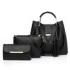 KOSSJAA Handbag ladies satchel purses and handbags for women Tote Bag Shoulder Bags Hobo Top Handle Purses 3PCS PU set (black) view 1