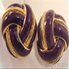 Bright Enamel Gold Accent Purple Knot Clip On Fashion Earrings For Women view 1