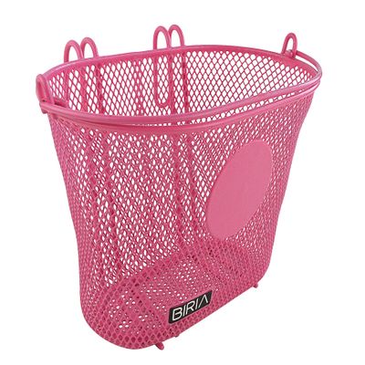 Biria Basket with Hooks, Front, Removable, Children Wire mesh Small Kids Bicycle Basket. can add Your Stickers, Diameter is 3", New, by BIRIA (Pink)