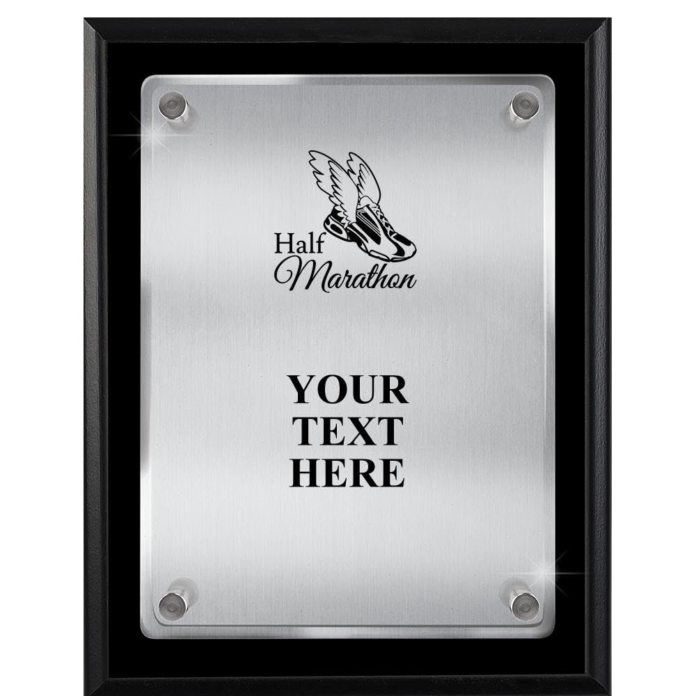Crown Awards Half Marathon Plaques with Custom Engraving, 7x9 Half Marathon Racing Floating Plaque Award, Great Personalized Runner Gift Prime