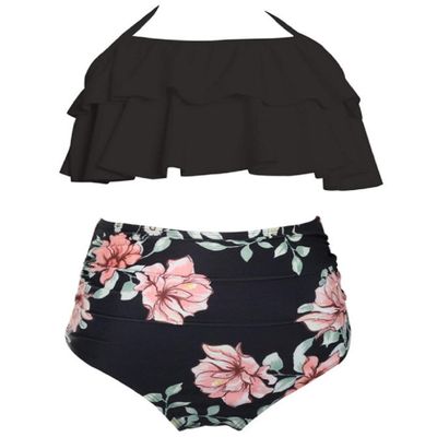 Family Matching Swimwear - Fancy Mother and Daughter Swimwear Family Matching Swimsuit Girls Swimwear (140, Black)