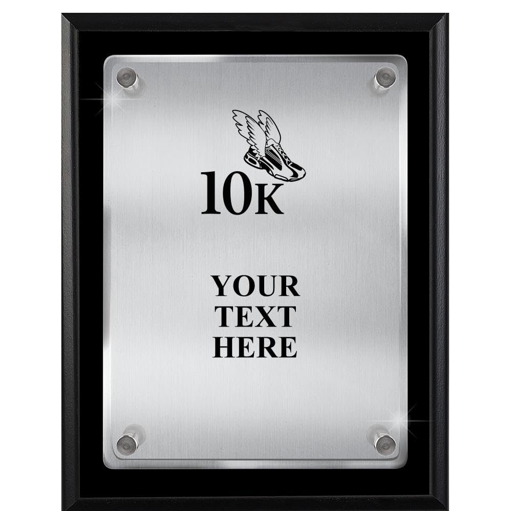 10K Plaques with Custom Engraving, 7x9 10K Race Floating Plaque Award, Great Personalized Running Awards Prime