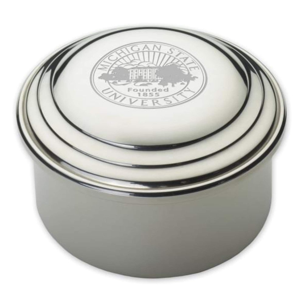 M. LA HART Michigan State Pewter Keepsake Box