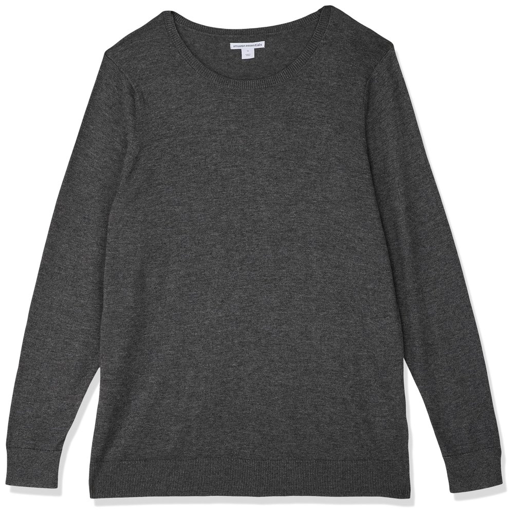 Amazon Essentials Women's Long-Sleeve Lightweight Crewneck Sweater (Available in Plus Size), Charcoal Heather, 2X