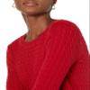 Amazon Essentials Women's Lightweight Long-Sleeve Cable Crewneck Sweater (Available in Plus Size), Red, Small view 4