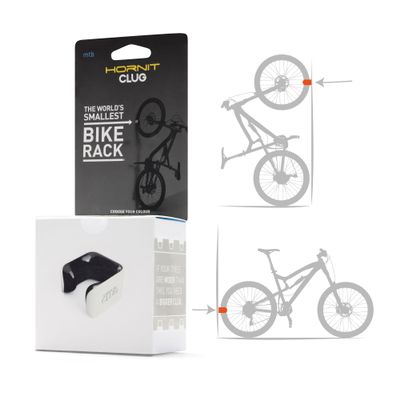 Hornit CLUG Bike Clip Storage Rack & Mount System - Worlds Smallest Bike Rack for Indoor/Outdoor Bike Storage - Won't Damage Rims, Tires - XXL Plus Fits Tires 2.75-3.2" / 70-81mm - White/Orange