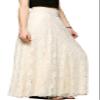 CHARTOU Womens Elegant Floral Lace Elastic High Waist Pleated Maxi Long Beach Skirts (Medium, Beige) view 1