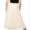 CHARTOU Womens Elegant Floral Lace Elastic High Waist Pleated Maxi Long Beach Skirts (Medium, Beige) view 2