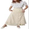 CHARTOU Womens Elegant Floral Lace Elastic High Waist Pleated Maxi Long Beach Skirts (Medium, Beige) view 3